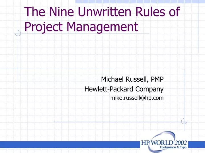 the nine unwritten rules of project management