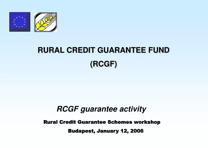 rural credit guarantee fund rcgf