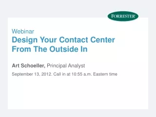 Webinar Design Your Contact Center From The Outside In