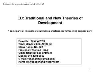Economic Development &lt;Lecture Note 2 &gt; 13.03.15