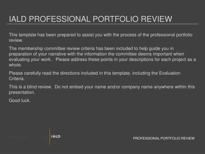 iald professional portfolio review