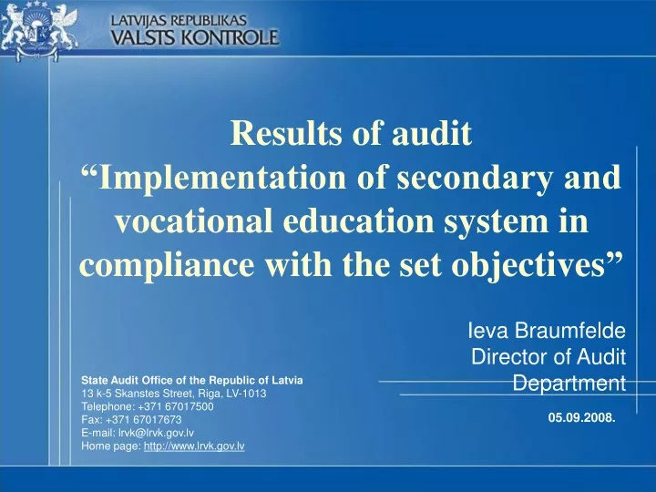 results of audit implementation of secondary