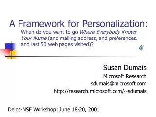 A Framework for Personalization: