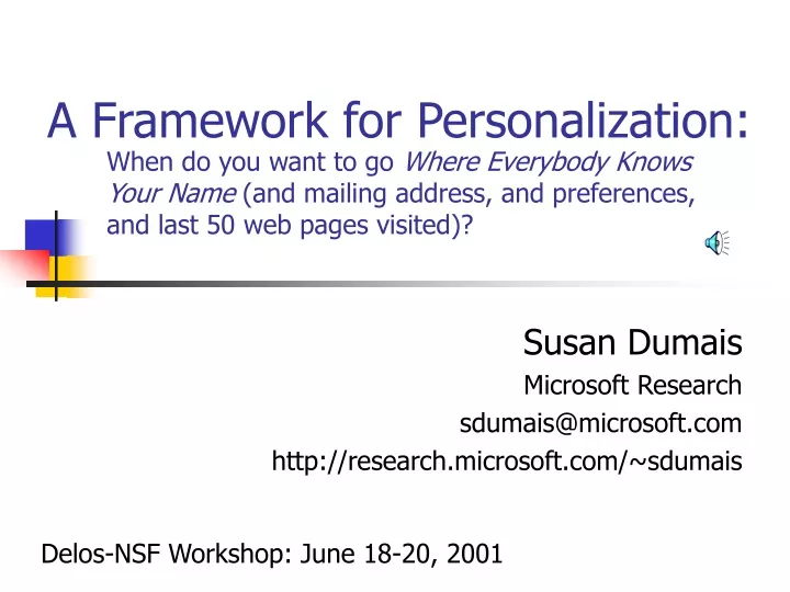 a framework for personalization