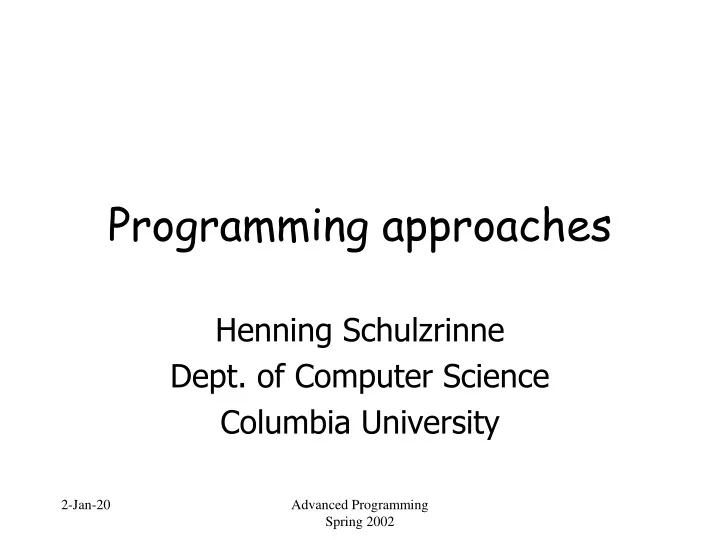 programming approaches