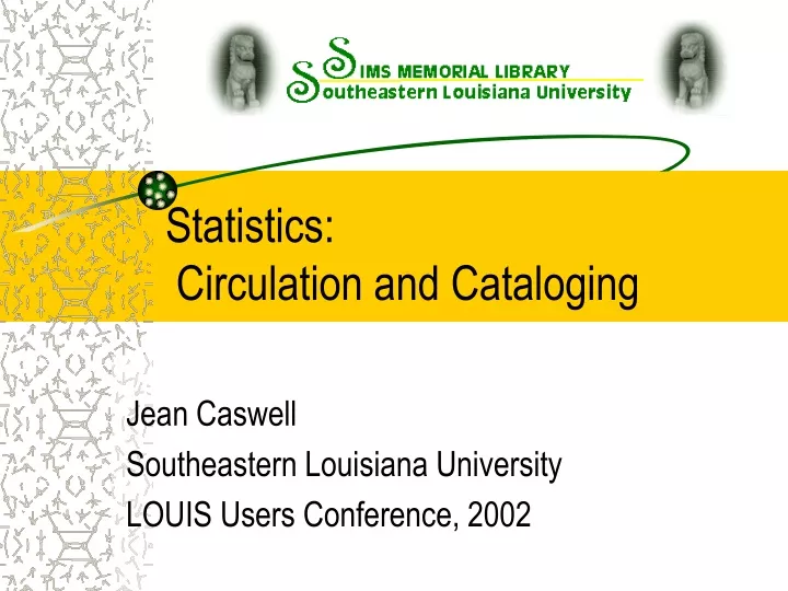 statistics circulation and cataloging