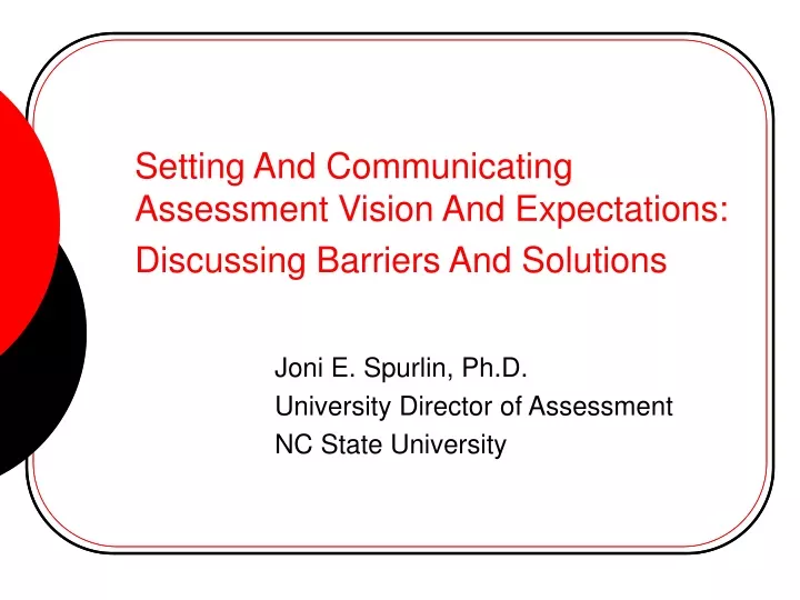 setting and communicating assessment vision and expectations discussing barriers and solutions