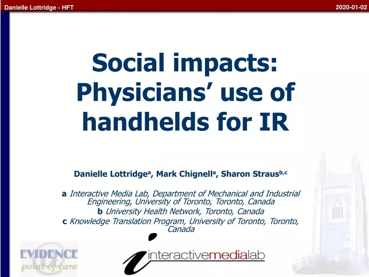 social impacts physicians use of handhelds for ir