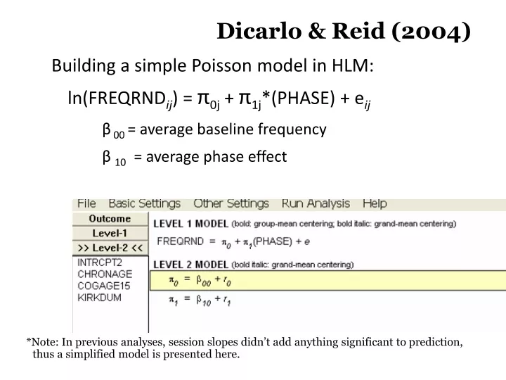 building a simple poisson model in hlm ln freqrnd