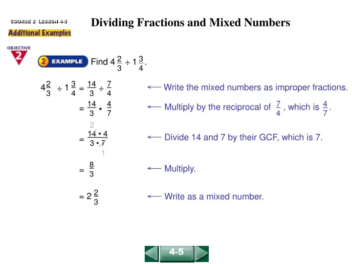 dividing fractions and mixed numbers
