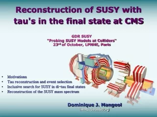 Reconstruction of SUSY with  tau's in the final state at CMS