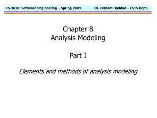 Chapter 8  Analysis Modeling Part I Elements and methods of analysis modeling