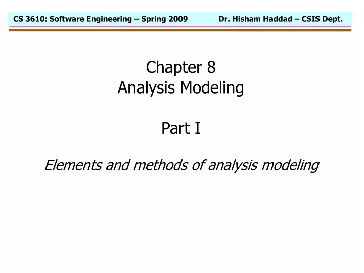 chapter 8 analysis modeling part i elements