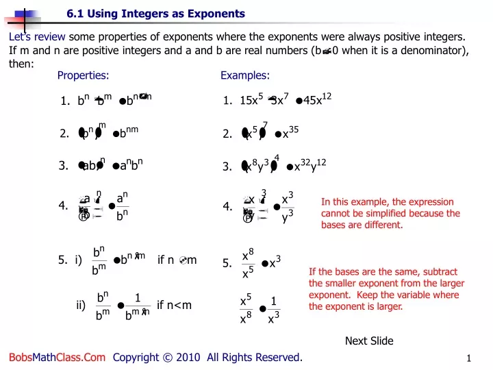 let s review some properties of exponents where