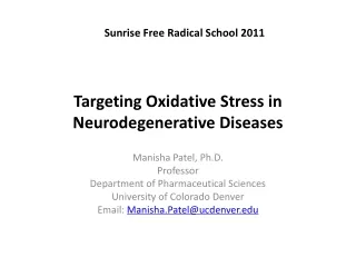 Targeting Oxidative Stress in Neurodegenerative Diseases