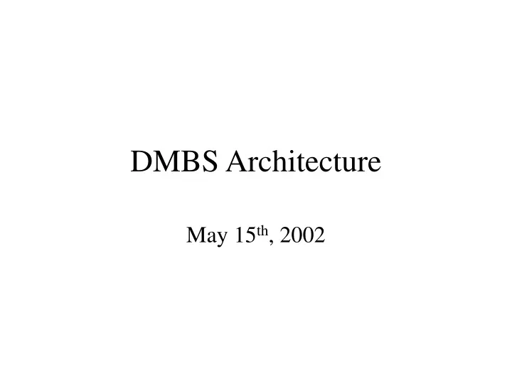 dmbs architecture