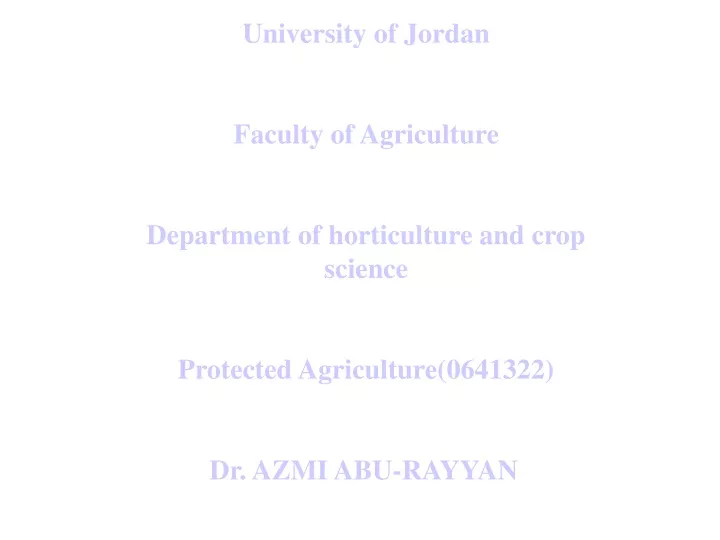 university of jordan faculty of agriculture