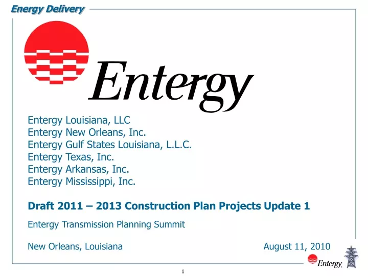 entergy transmission planning summit new orleans louisiana august 11 2010