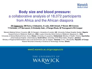 Body size and blood pressure:  a collaborative analysis of 18,072 participants