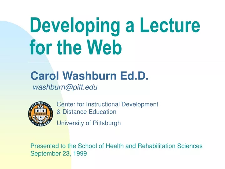 developing a lecture for the web
