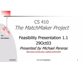 CS 410 The MatchMaker Project