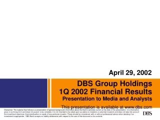 DBS Group Holdings 1Q 2002 Financial Results Presentation to Media and Analysts