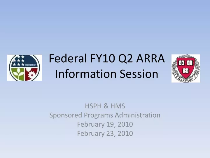 federal fy10 q2 arra information session