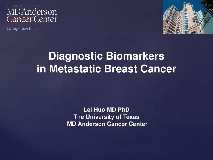 diagnostic biomarkers in metastatic breast cancer
