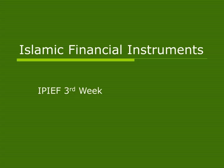 islamic financial instruments