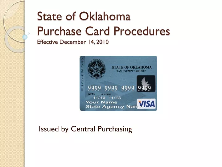 state of oklahoma purchase card procedures effective december 14 2010