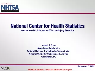 National Center for Health Statistics International Collaborative Effort on Injury Statistics