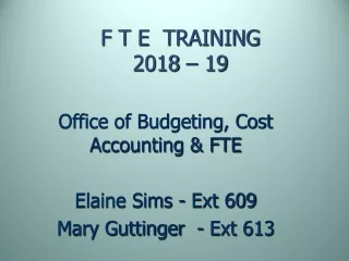 F T E  TRAINING 2018 – 19