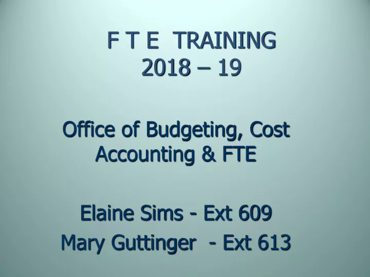 f t e training 2018 19