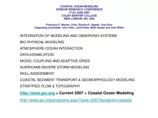 INTEGRATION OF MODELING AND OBSERVING SYSTEMS BIO-PHYSICAL MODELING  ATMOSPHERE-OCEAN INTERACTION