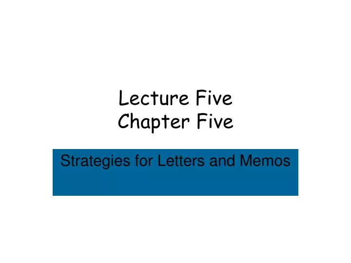 lecture five chapter five