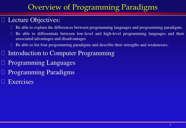 overview of programming paradigms
