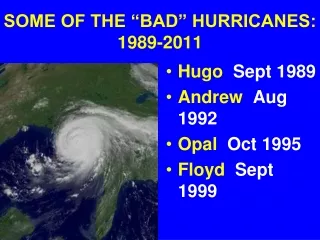 SOME OF THE “BAD” HURRICANES: 1989-2011