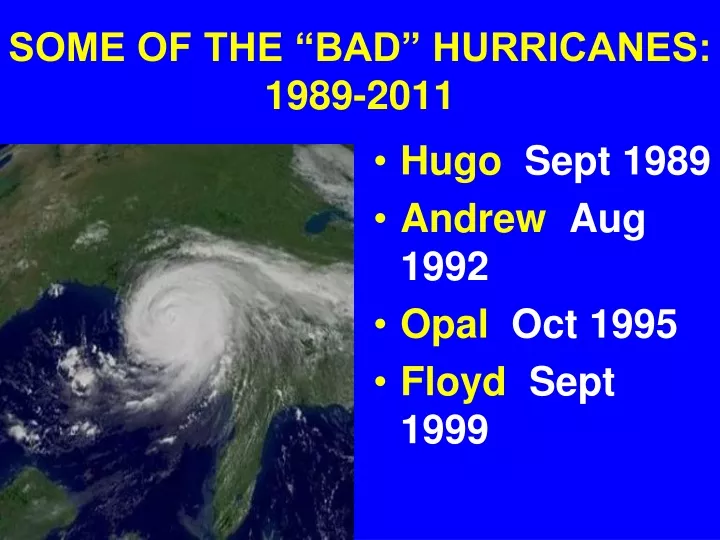 some of the bad hurricanes 1989 2011