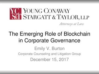 The Emerging Role of  Blockchain  in Corporate Governance