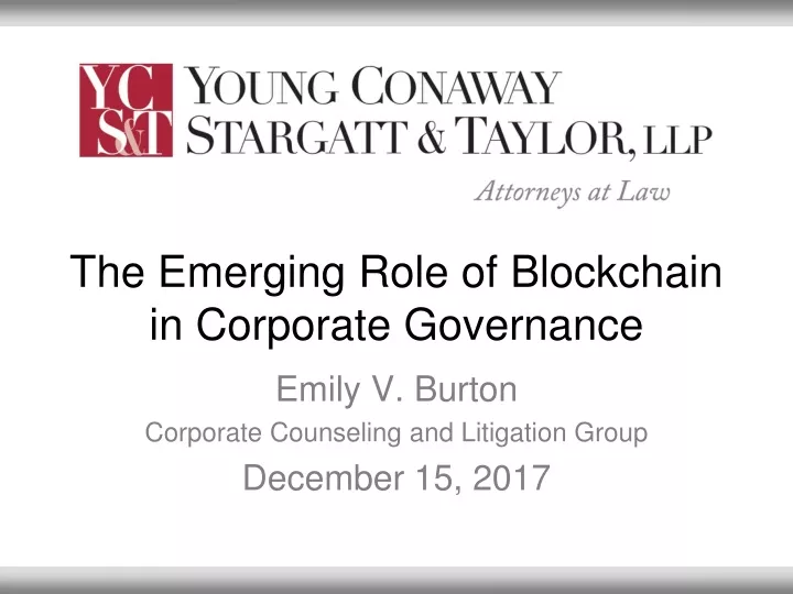 the emerging role of blockchain in corporate governance