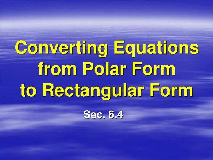 converting equations from polar form