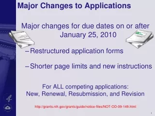 Major Changes to Applications