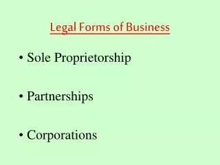 Legal Forms of Business