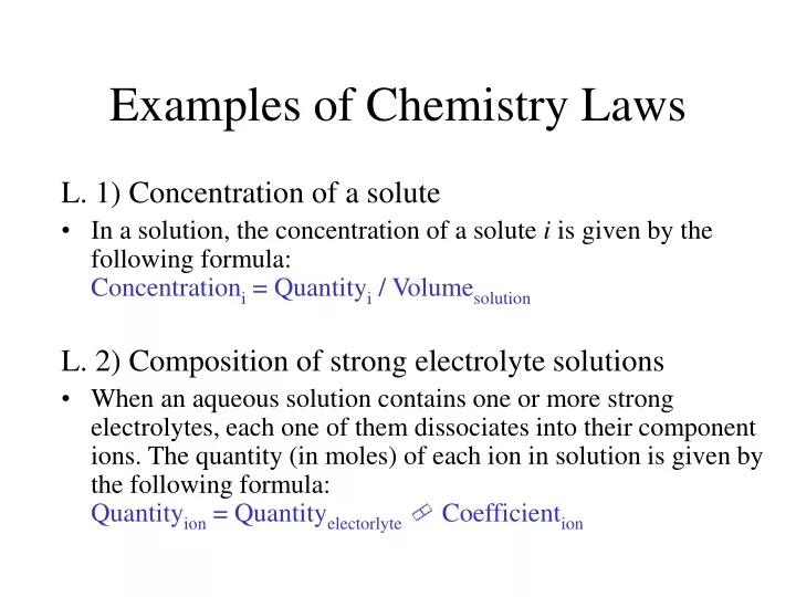 examples of chemistry laws