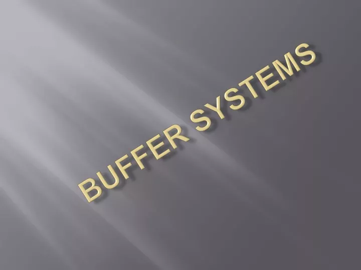 buffer systems