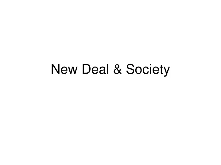 new deal society