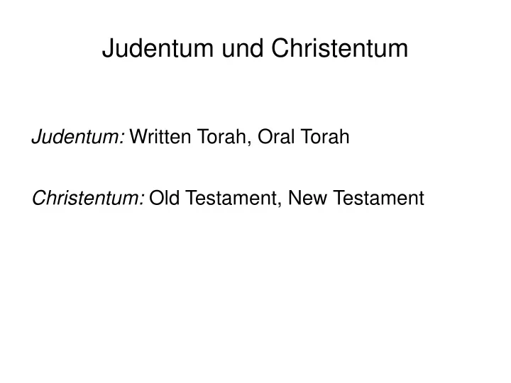 judentum und christentum