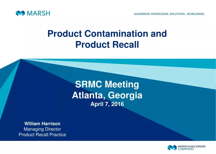 product contamination and product recall srmc