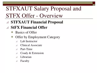 STFXAUT Salary Proposal and STFX Offer - Overview