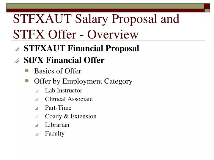 stfxaut salary proposal and stfx offer overview